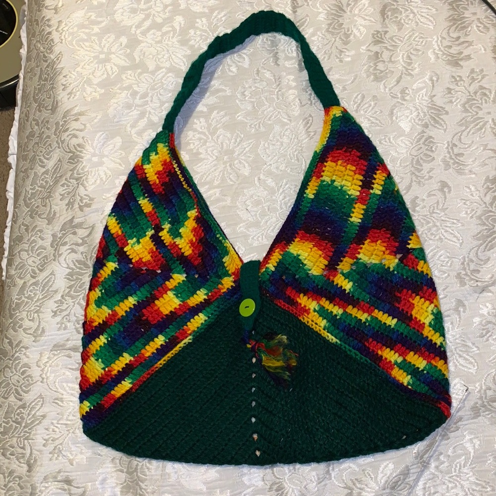 Hand made  crochet pretty bag beautyful colors good conditions.